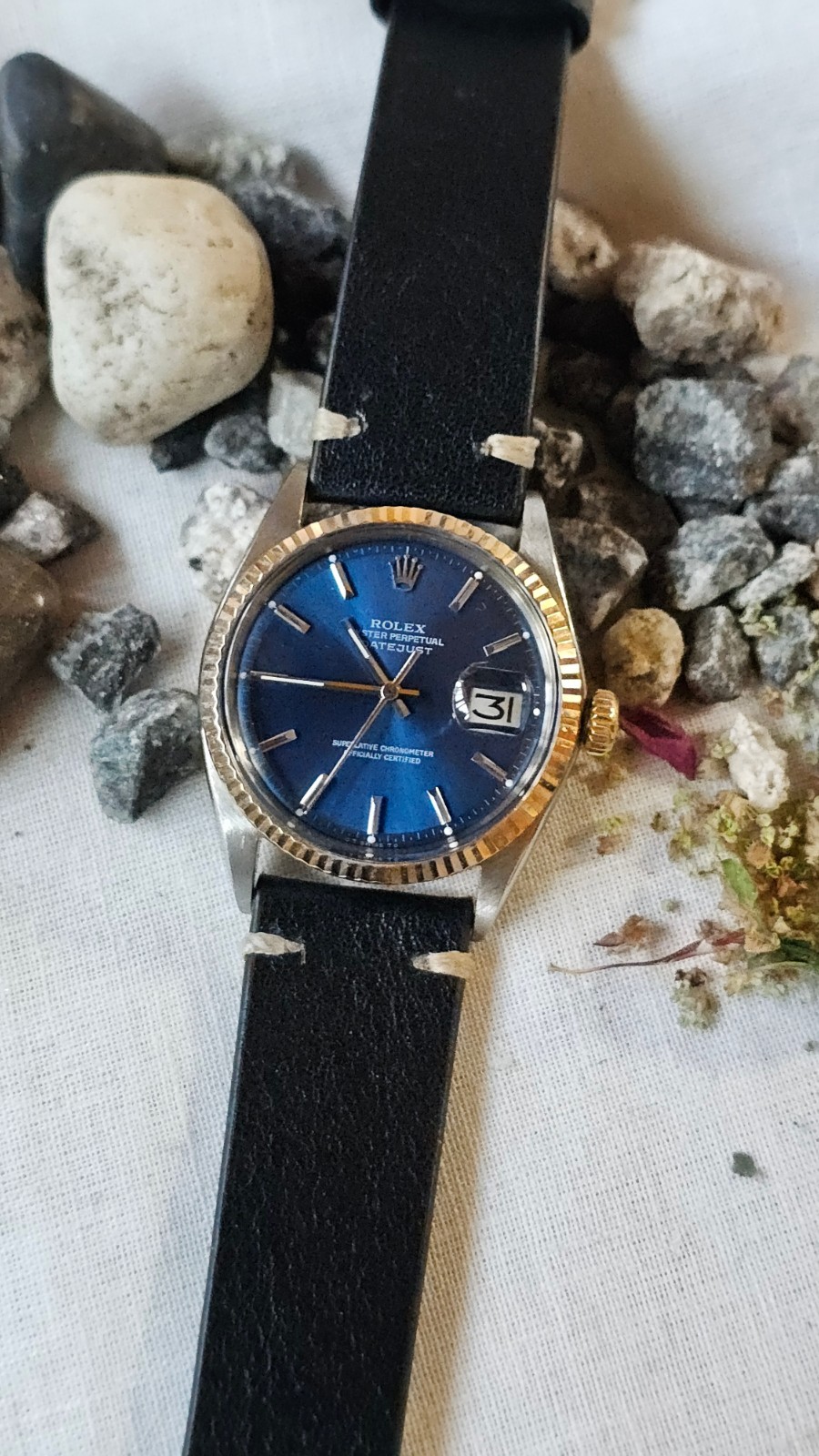 Rolex Datejust 1601 Blue Pie-Pan Dial Two-Tone Men’s Automatic Watch 1974