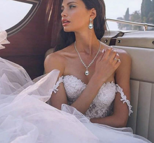 Bridal Prom Rhinestone Necklace Set Bracelet Earrings Silver Elegant Wedding Set