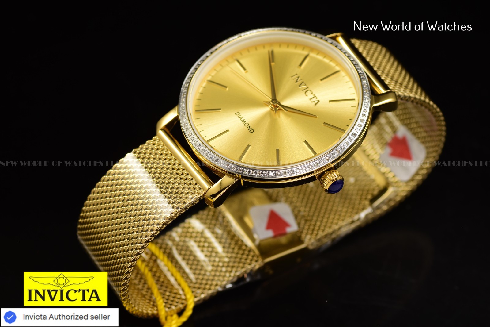 Invicta Elite Diamond 38mm 0.32 Carat Diamond Unisex Gold-Tone Mesh Ladies Watch