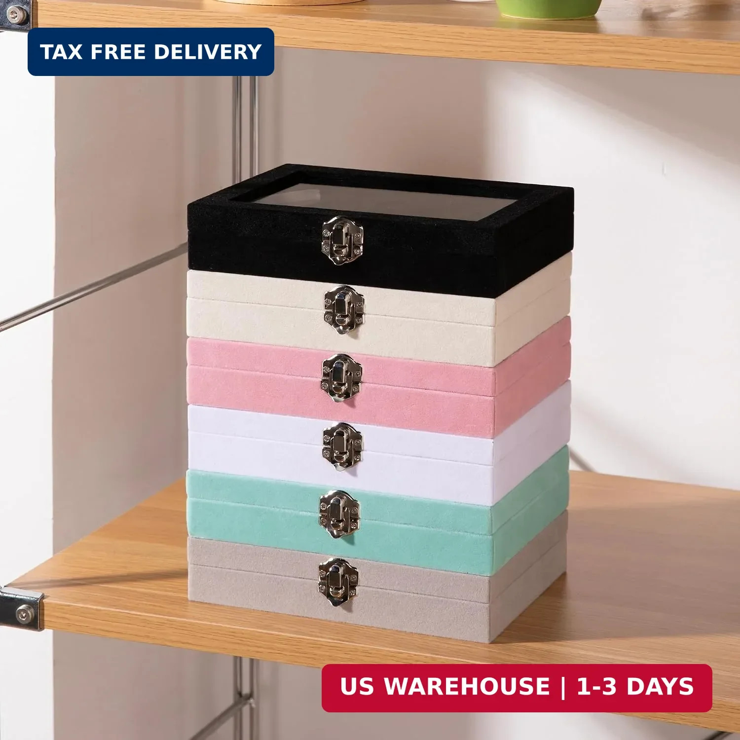 24 Grid Earring Organizer,Small Velvet Jewelry Tray with Lid | Portable Jewelry