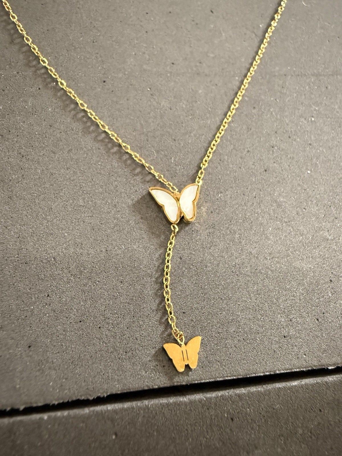 Women Necklace Butterfly Pendant 18k Gold Plated Stainless Steel Chain Fashion