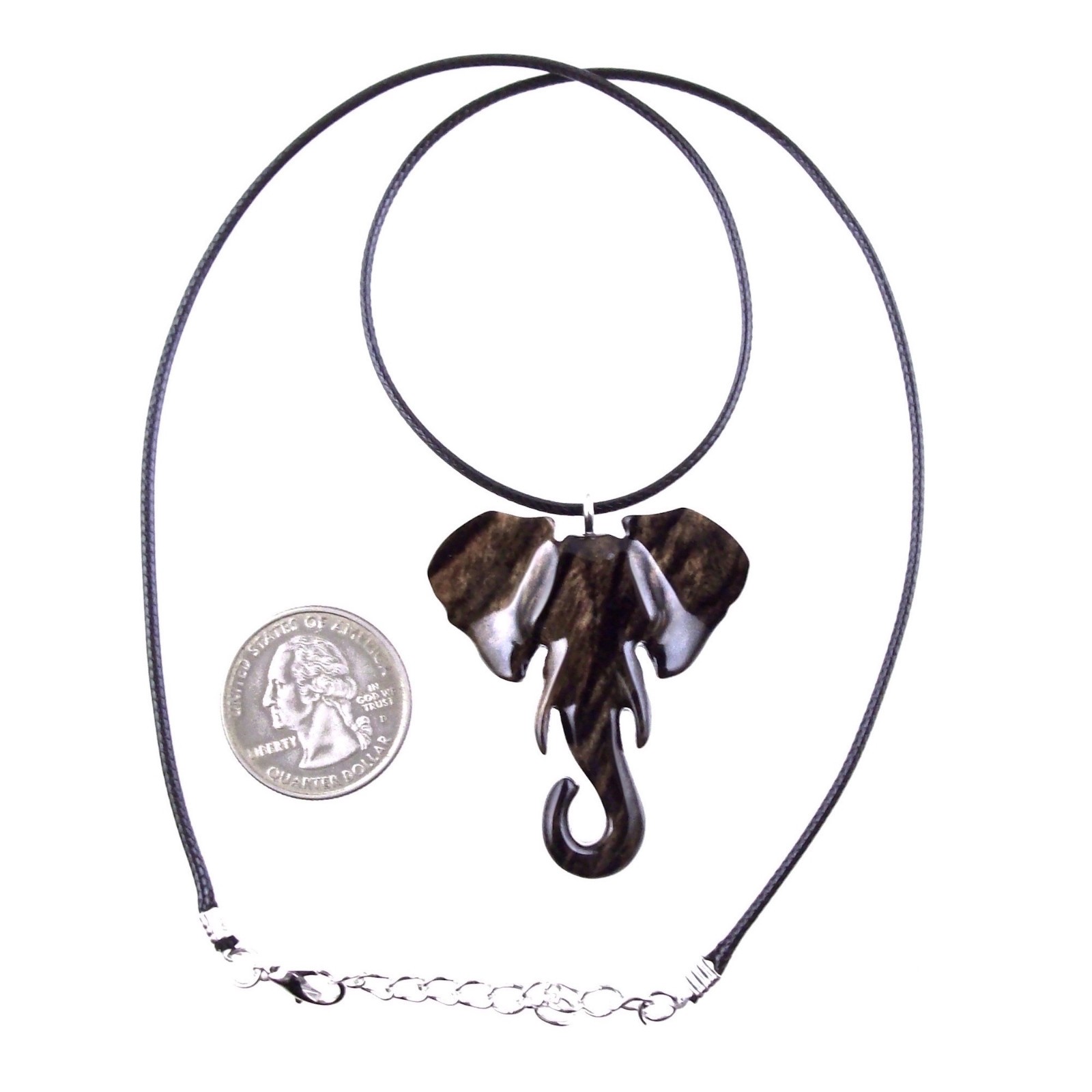 Elephant Necklace Pendant – Hand-Carved Wooden Animal Jewelry for Men and Women