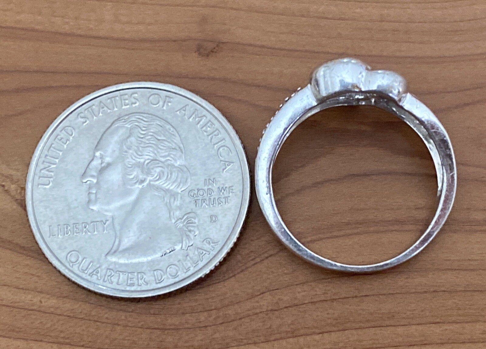Vintage Wilson Brothers Jewelry 925 Open Heart Diamond Chips Promise Ring Size 7
