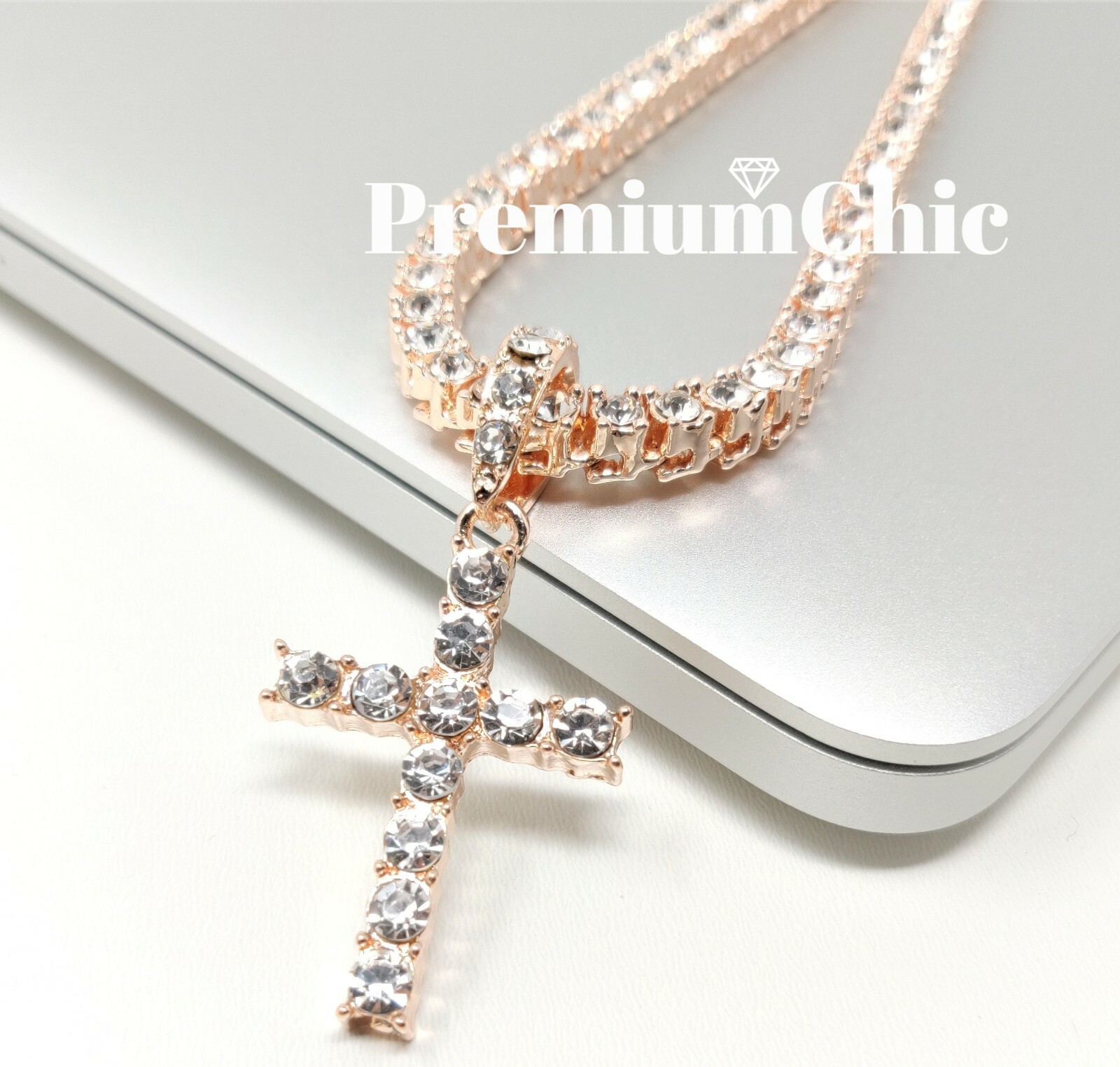 ICED Cross Pendant & Tennis Chain Choker Gold/Silver Plated Hip Hop CZ Necklace