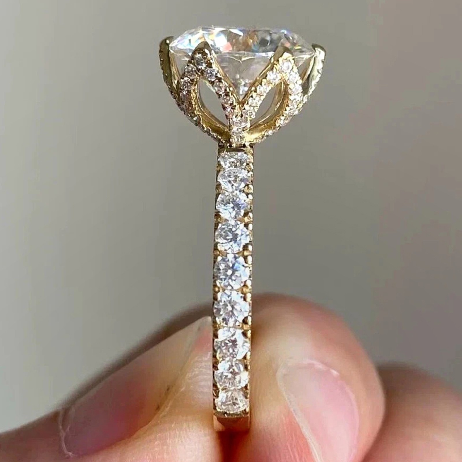 4.20Cts.100% Certified White Diamond Ring In Yellow Gold Finish – Tariffs