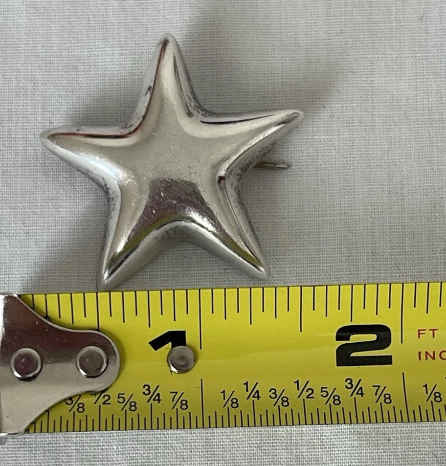 Tiffany & Co. Sterling Silver Puffy Star Brooch Celestial Theme Mexico 925
