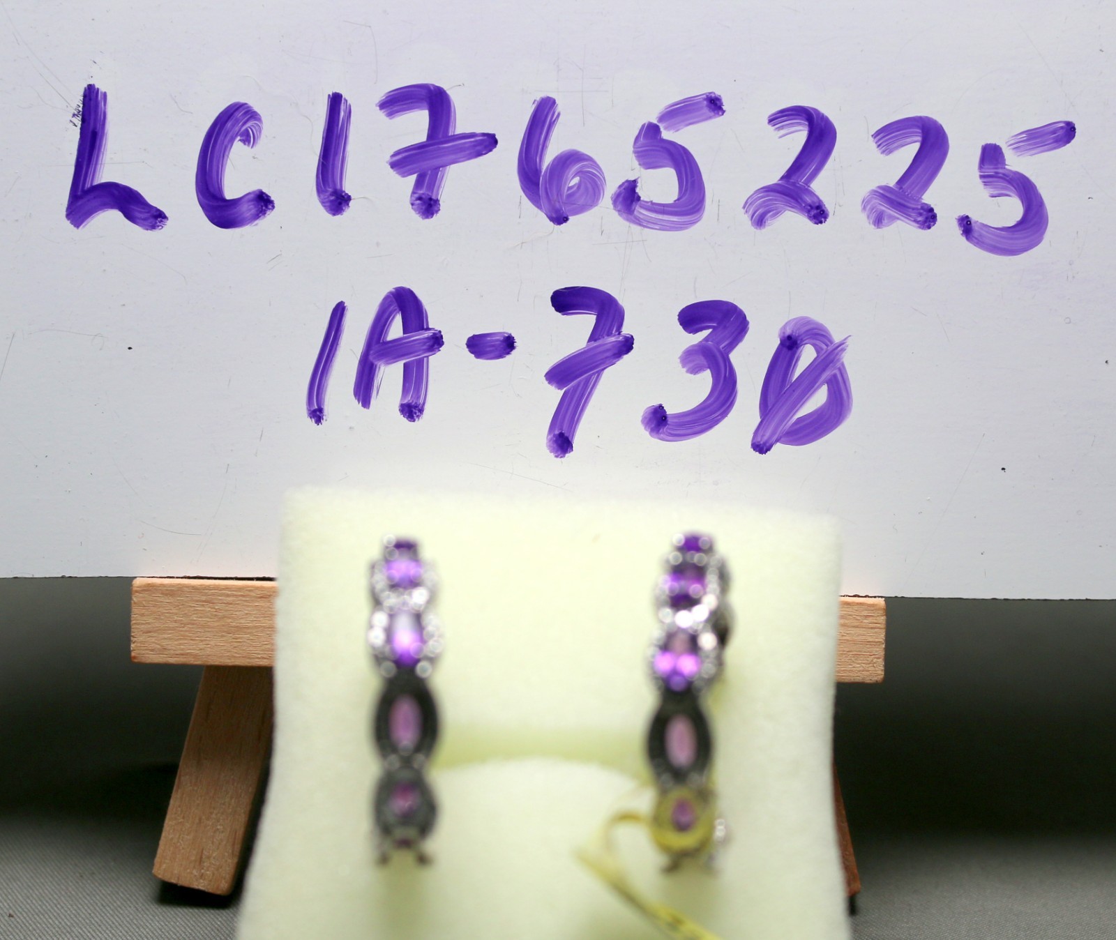 LUSAKA AMETHYST-HALO-INSIDE/OUTSIDE-LATCH BACK (SNAP FIT) EARRINGS-STER SILV