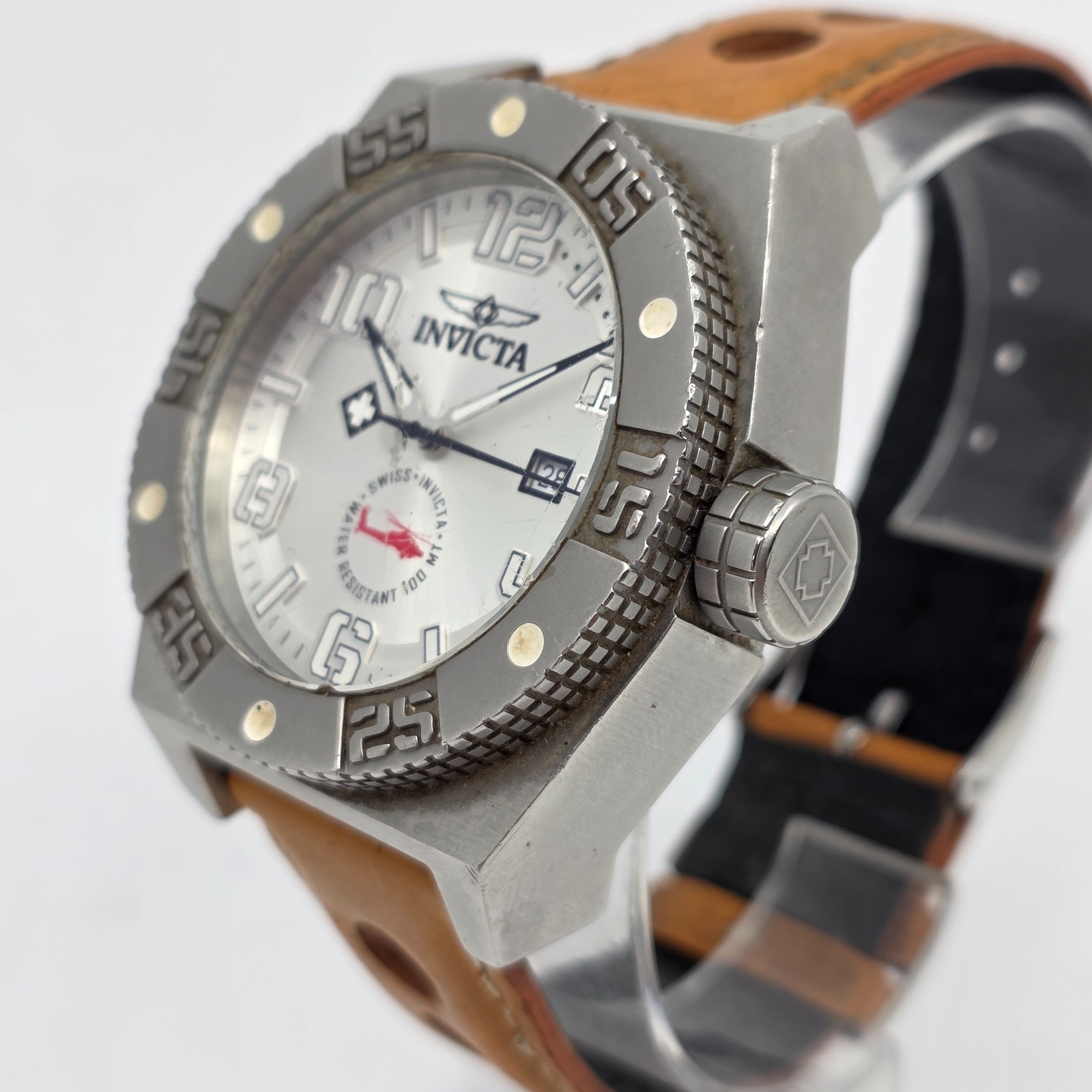 Invicta Swiss 0323 Quartz Silver Dial 48.5mm Mens Watch