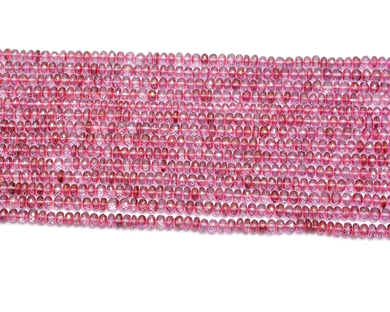 Pink Topaz Crystal Faceted Rondelle Beads, Pink Topaz Beads, Pink Topaz Handmade