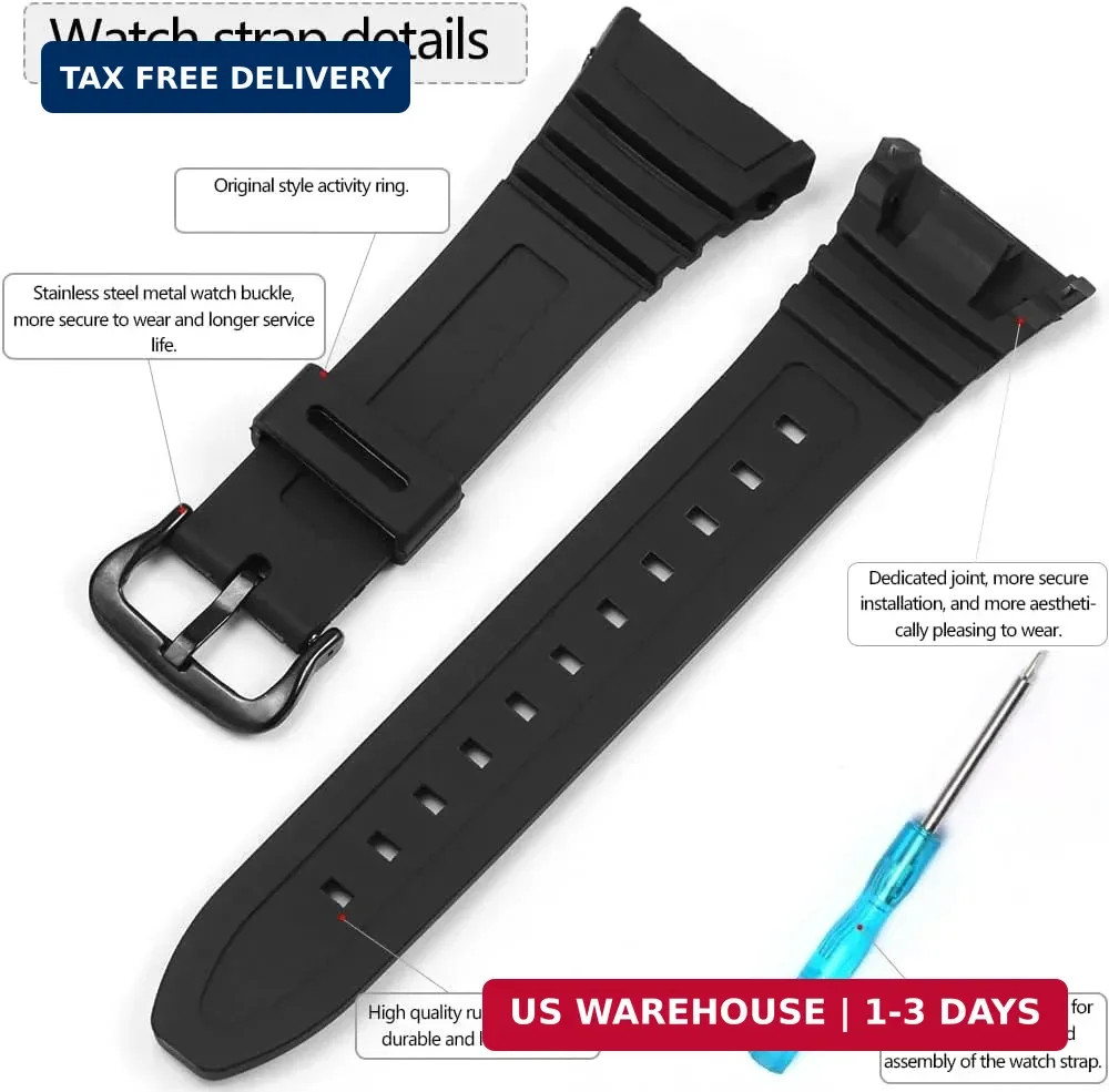 Replacement Strap for Casio Men’s W-96H W96H-1BV Sport Watch Band 10076822 W96H