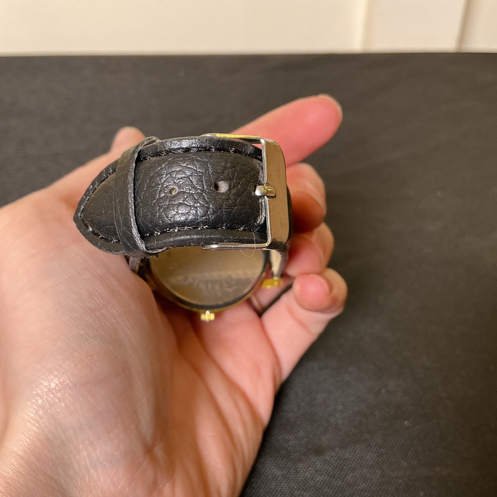 Black Numberless Wrist Watch W/ Leather Strap