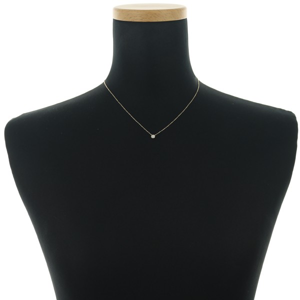Auth ete Necklace Diamond 0.02ct Paved Circle 10K 416 Yellow Gold