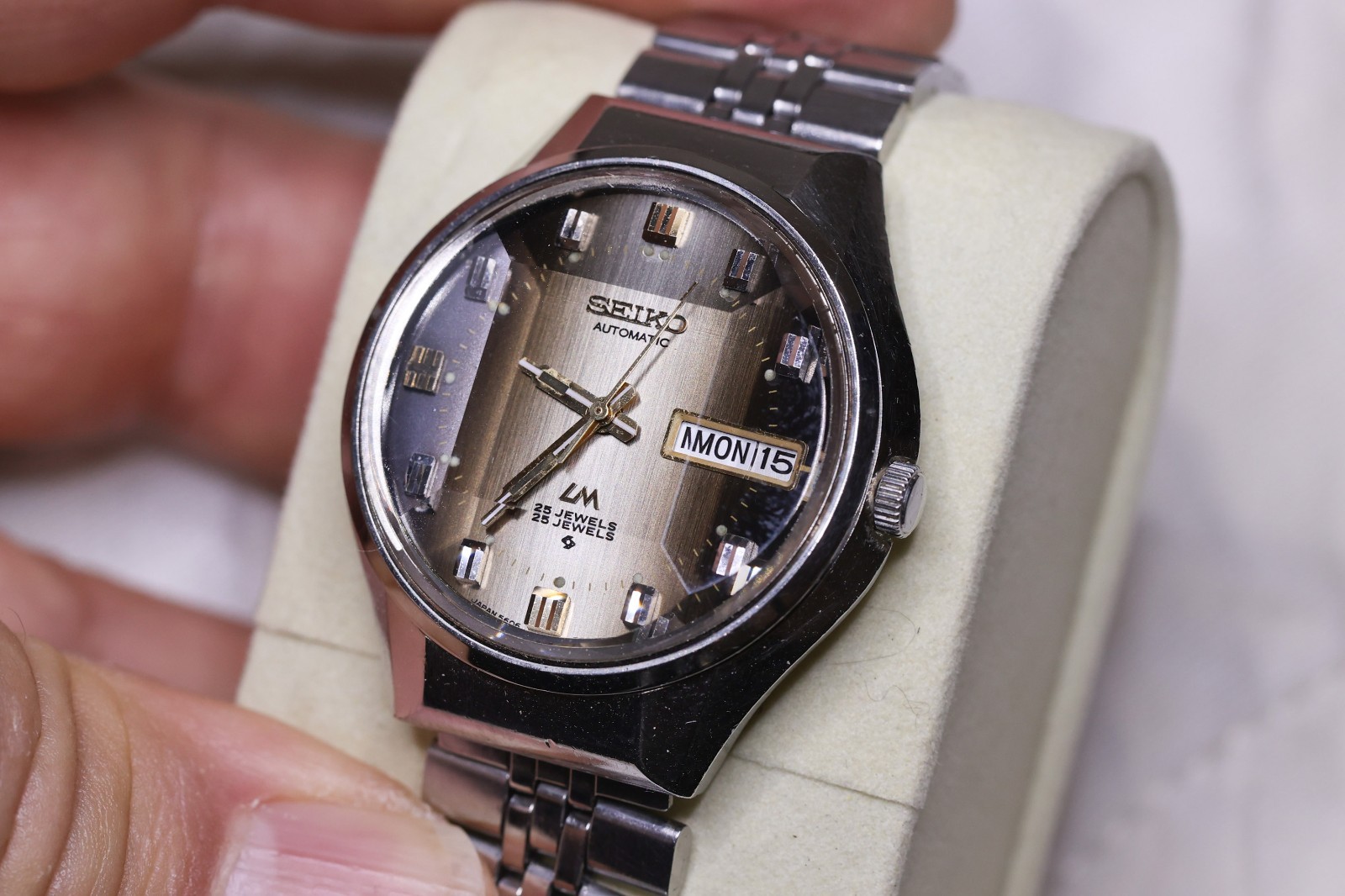 Vintage SEIKO LORD MATIC 5606-7290 Brown Dial Faceted Eng/Kanji LM Automatic