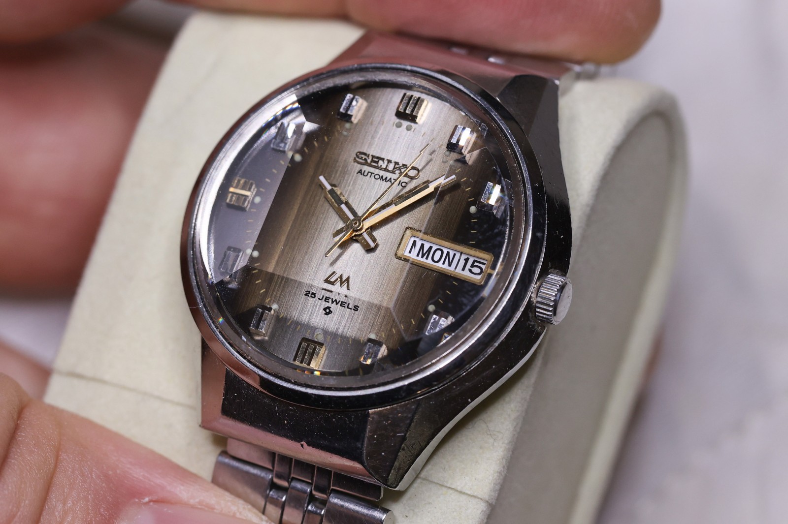 Vintage SEIKO LORD MATIC 5606-7290 Brown Dial Faceted Eng/Kanji LM Automatic