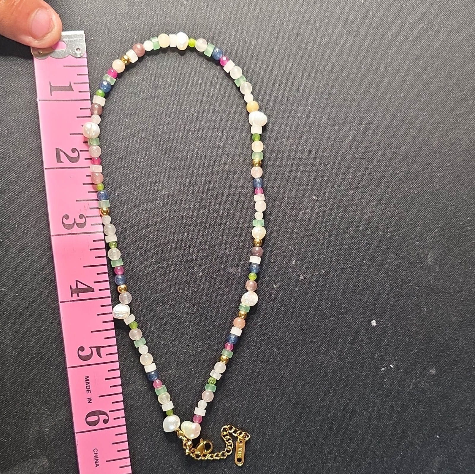 ​”K18 Gold Freshwater Pearl & Gemstone Beaded Necklace / Bracelet Japan 18K”