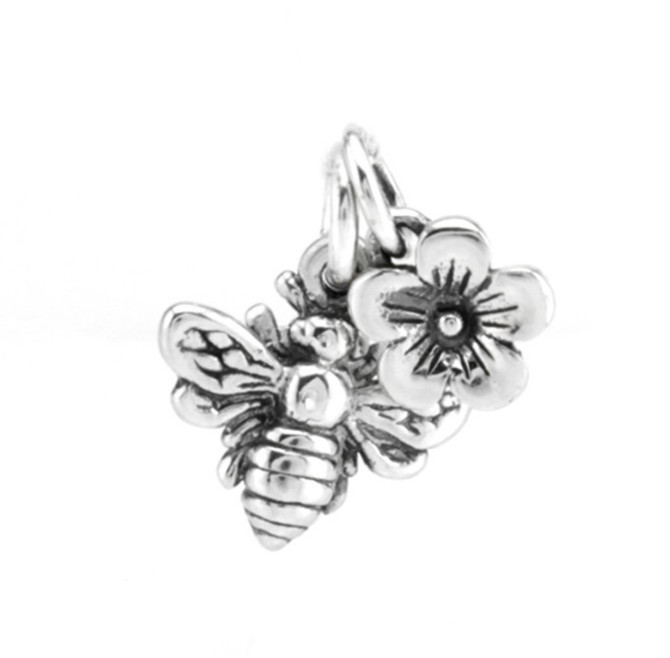 Bumble Bee Charm Sterling Silver Necklace with Flower Charm Necklace