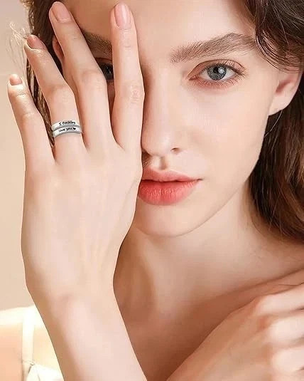 I F♡Cking Love You Ring for Women, Hope Rings Adjustable Stainless Steel Silver