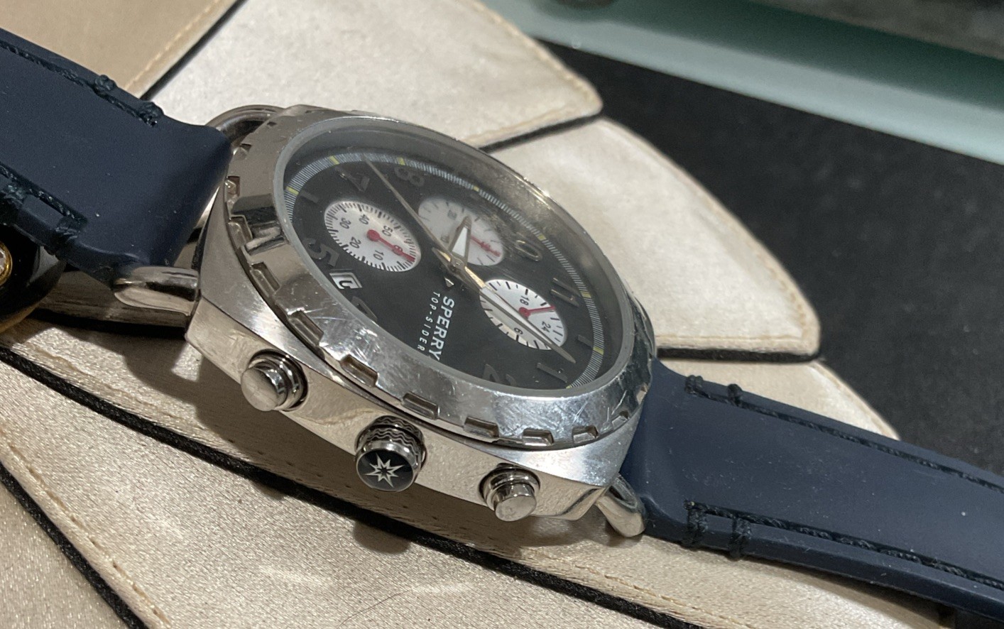 Sperry Top-Sider Chronograph Watch – Sailing Black Dial – Blue Band 102034 A126