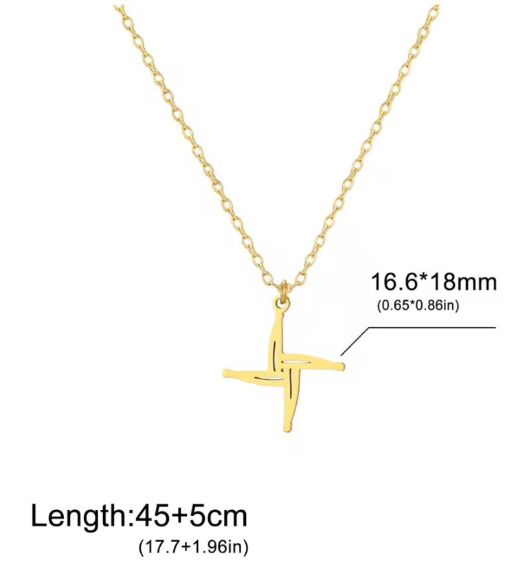 Stainless Steel St. Brigid Cross with 45cm plus 5cm ext chain