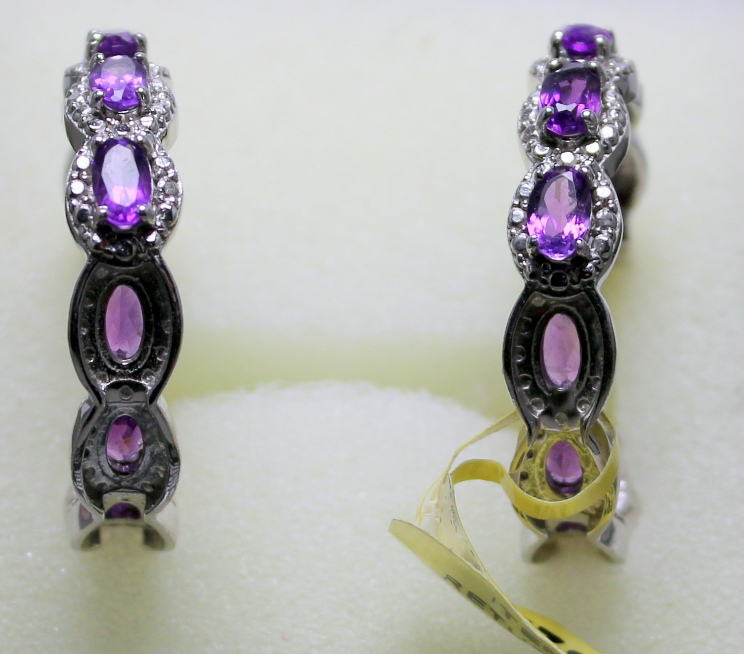 LUSAKA AMETHYST-HALO-INSIDE/OUTSIDE-LATCH BACK (SNAP FIT) EARRINGS-STER SILV