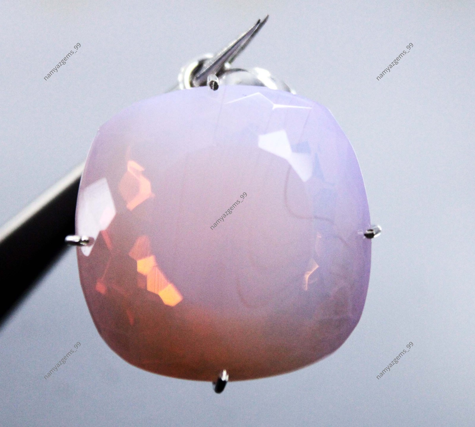 91.80 Ct Natural Pink Opal Cushion Welo Australian Certified Untreated Gemstone