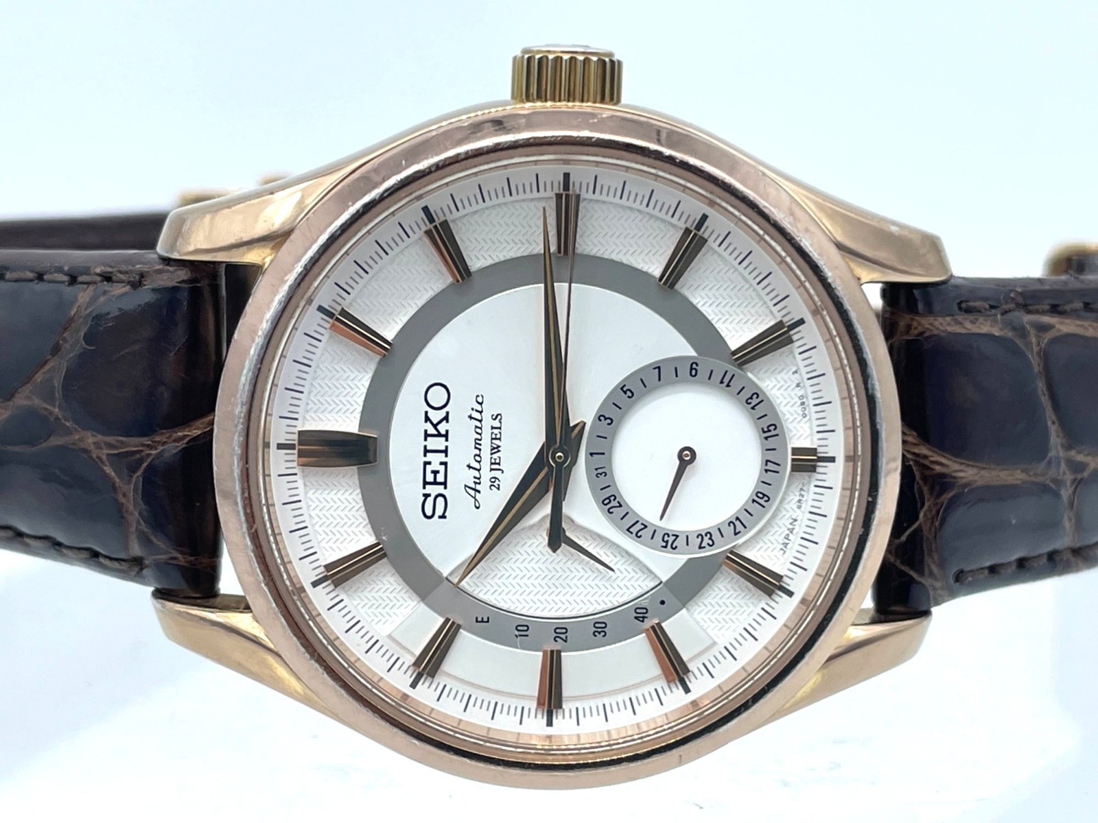 Near MINT SEIKO PRESAGE Automatic Watch Rose Gold 6R27-00B0 SARW004 New Band