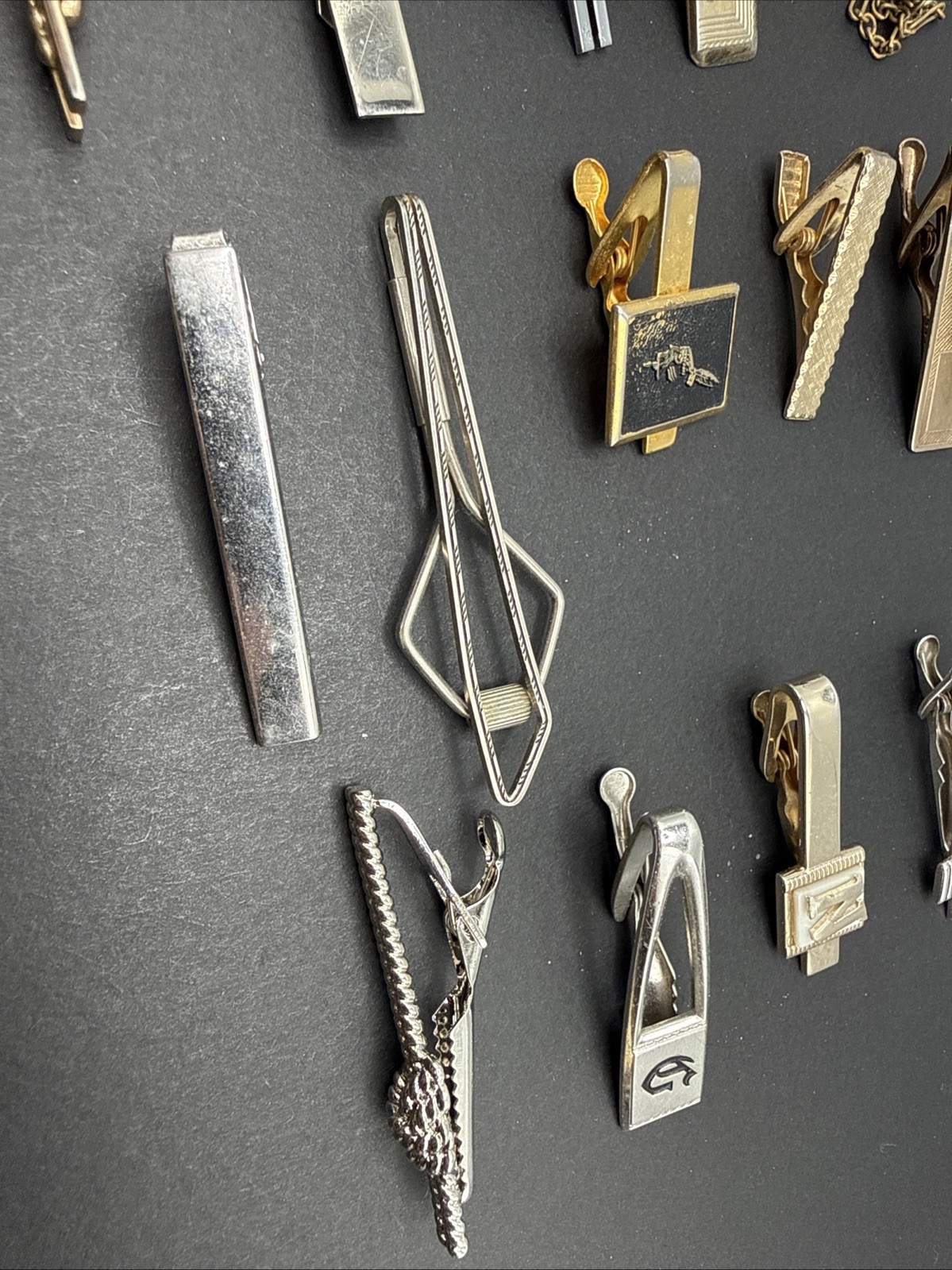Lot Of Tie Clips And Other Vintage Clip Silver Gold Tone J4
