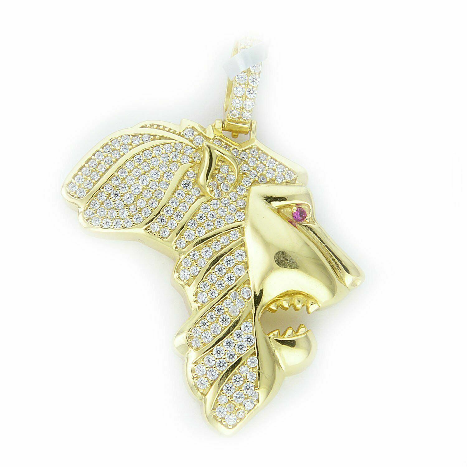 2CT Round Cut VVS1 Diamond Lion Face Bling Pendant 14k White Yellow Gold Finish