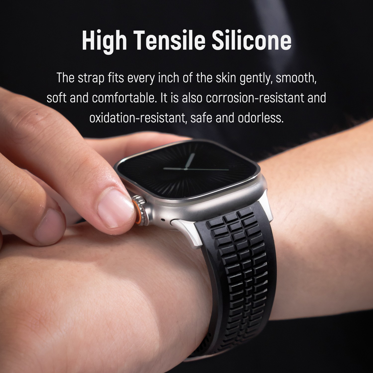 For Apple Watch 42/44/45/46/49mm Silicone Sports Adjustanle Strap Brascelet Band