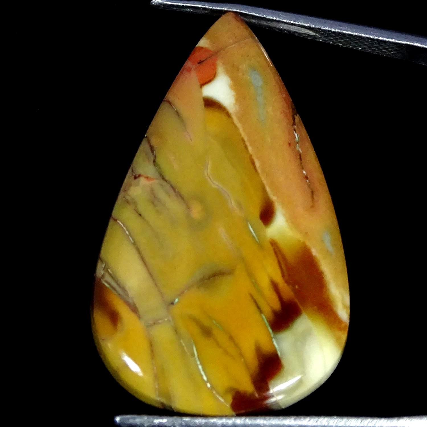 23.10Cts Natural Designer Polygram Jasper Pear Cabochon Gemstone 19X32X5MM