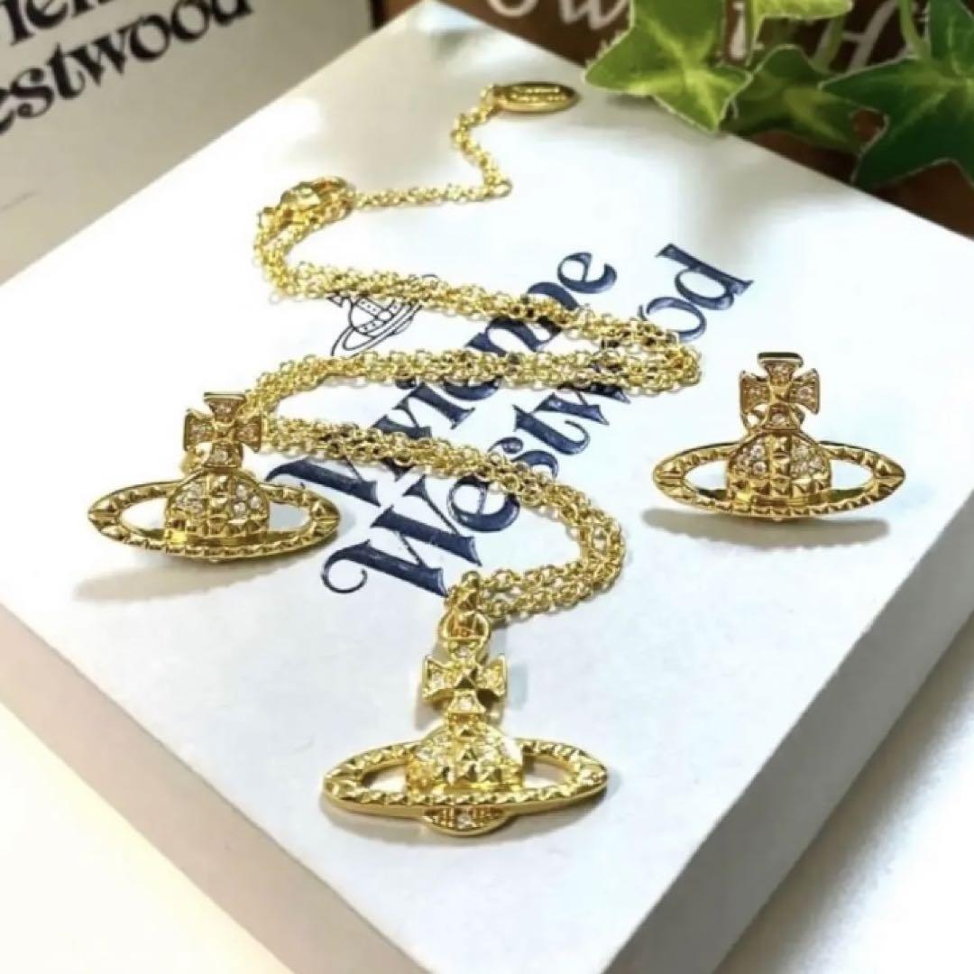 Vivienne Gold Orb Necklace Earrings Set IN BOX [E31012