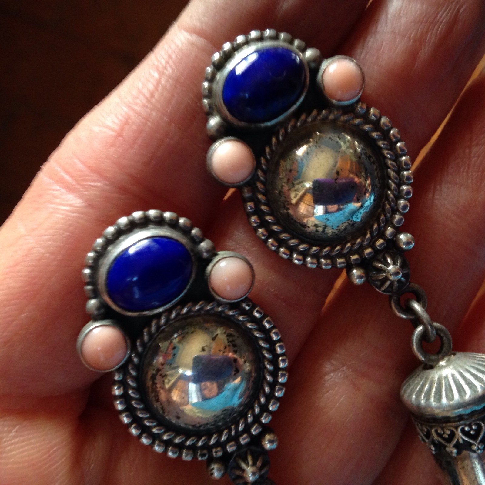 Sterling Silver Lapis Lazuli Angel Skin Coral Rêve Earrings