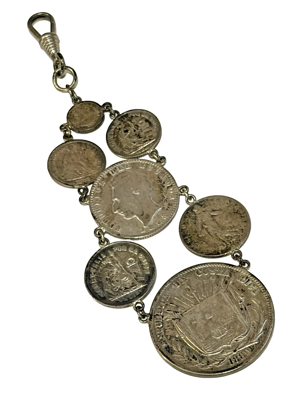 1880-1906 ANT Victorian 900 Silver 7-World Coin-Panama 50 Centesimos WATCH FOB
