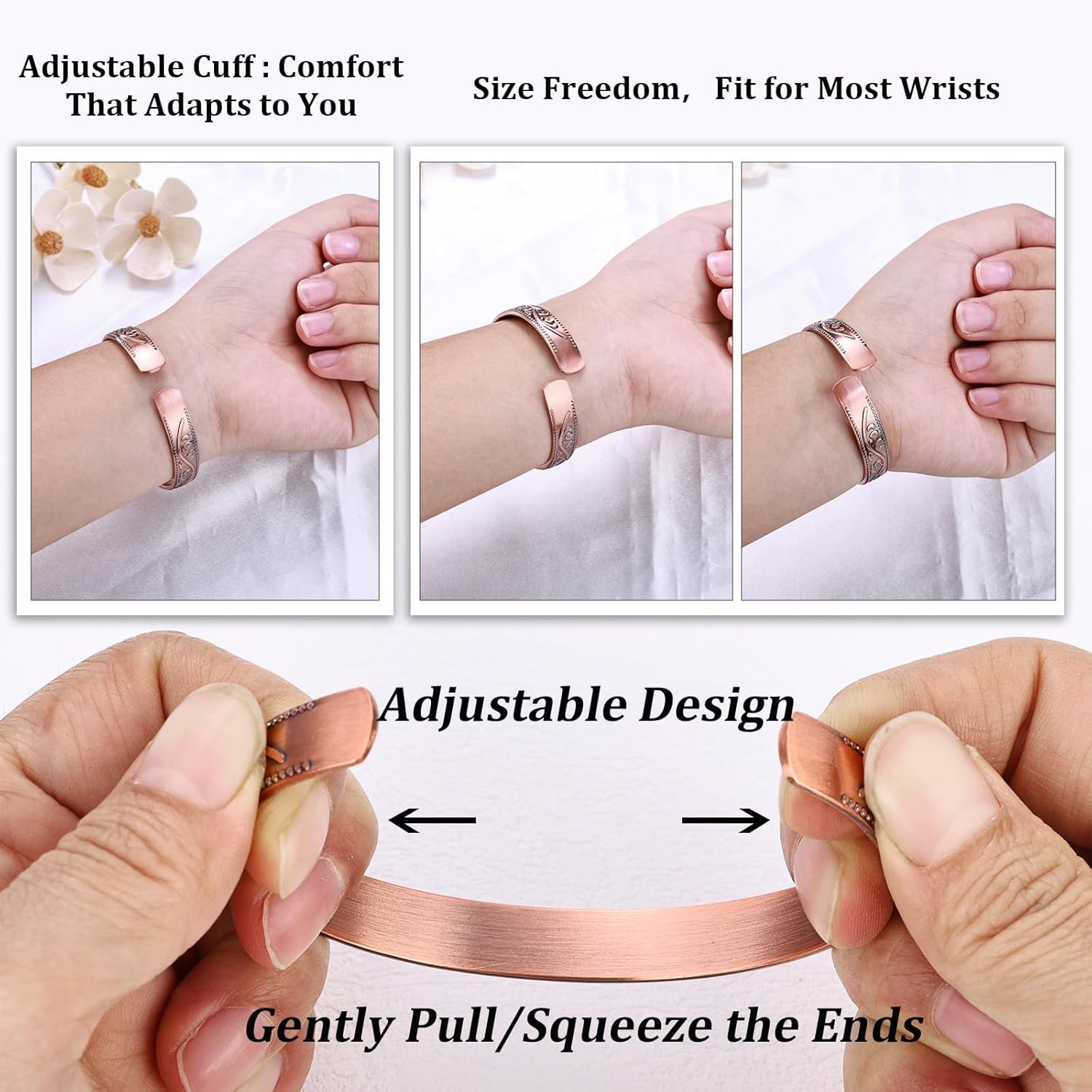 BioMag Copper Bracelet & Ring for Women, 99.99% Pure Copper Magnetic Bracelet Ly