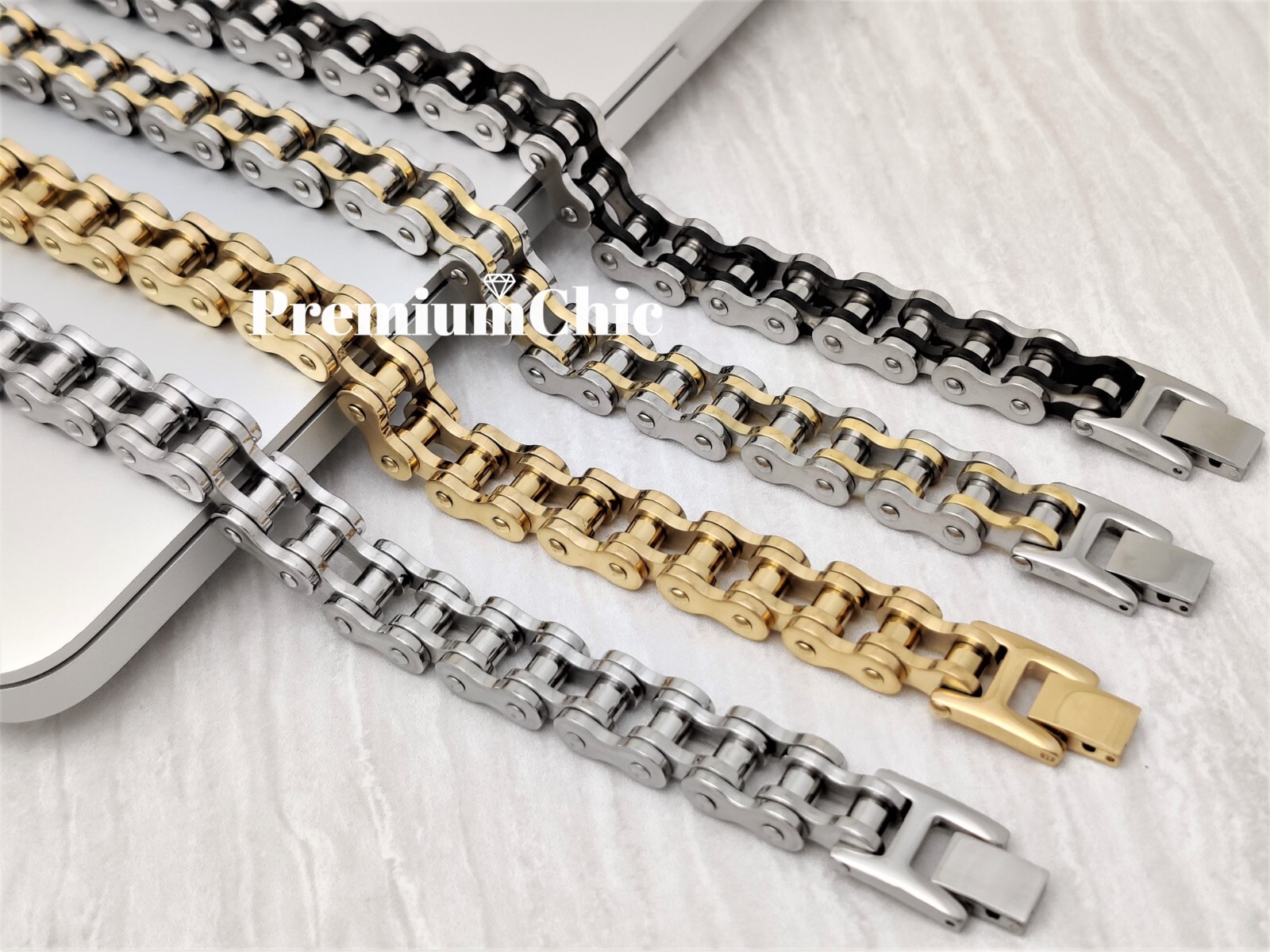 SOLID Stainless Steel Motorcycle Bike Chain Design Bracelet Men’s Jewelry 14MM