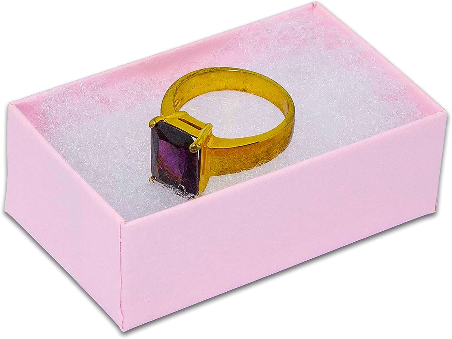 Light Pink Kraft Cotton Filled Jewelry Packaging Gift Boxes