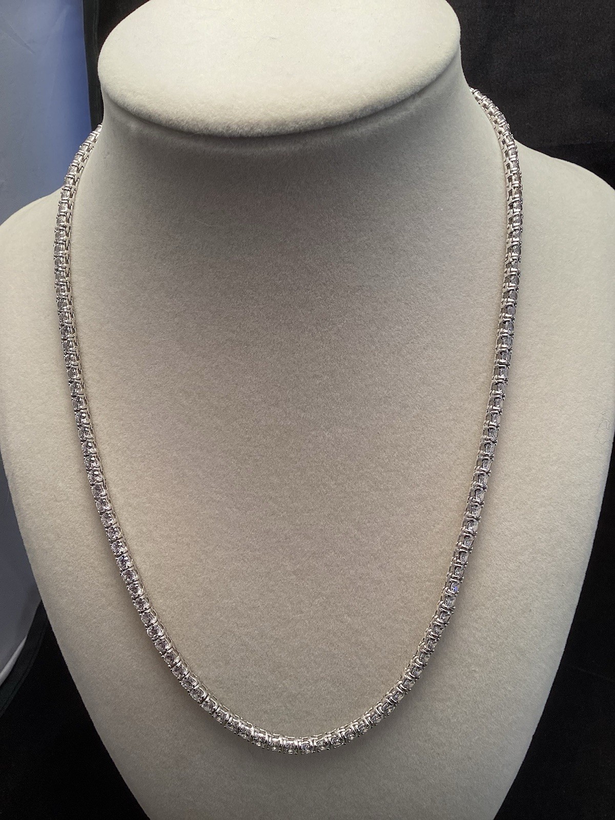 Sterling Silver Fusion Creations TENNIS Necklace 18” Cubic Zirconia 3mm Necklace