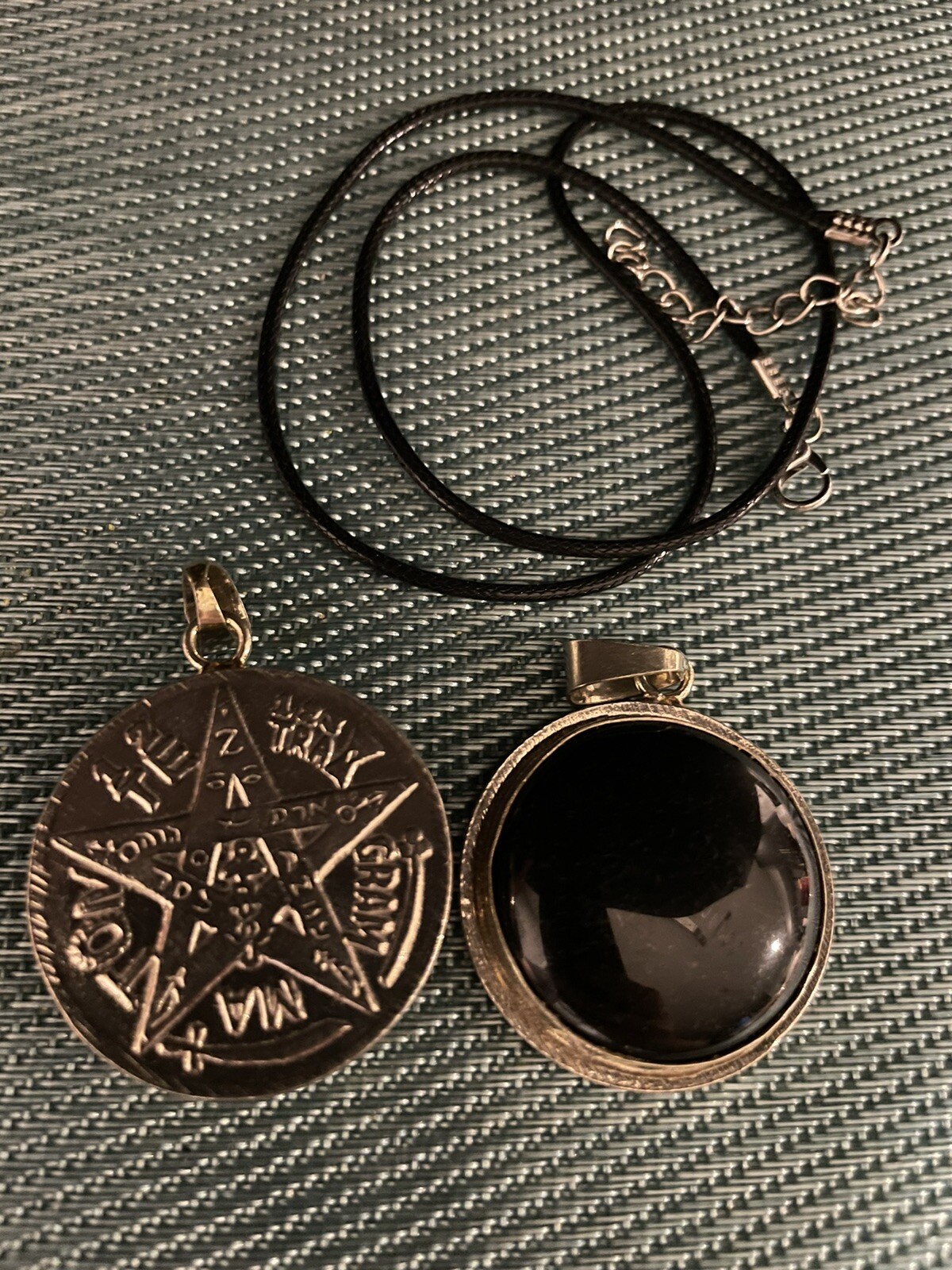 Obsidian Tetragrammaton- Obsidiana Negra – Pentagram Pendant – Protection -Large