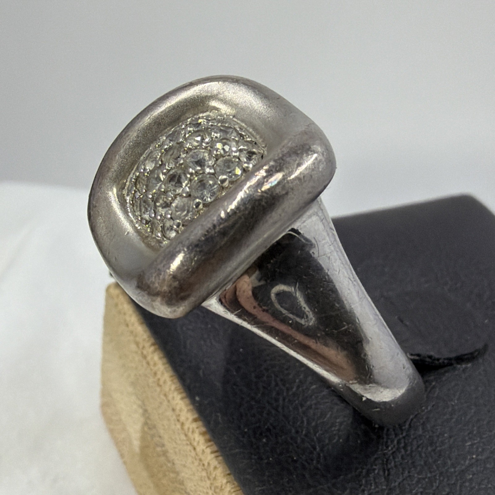 Gabriel & Co Sterling Silver White Sapphire Pave Cushion Ring Size 7