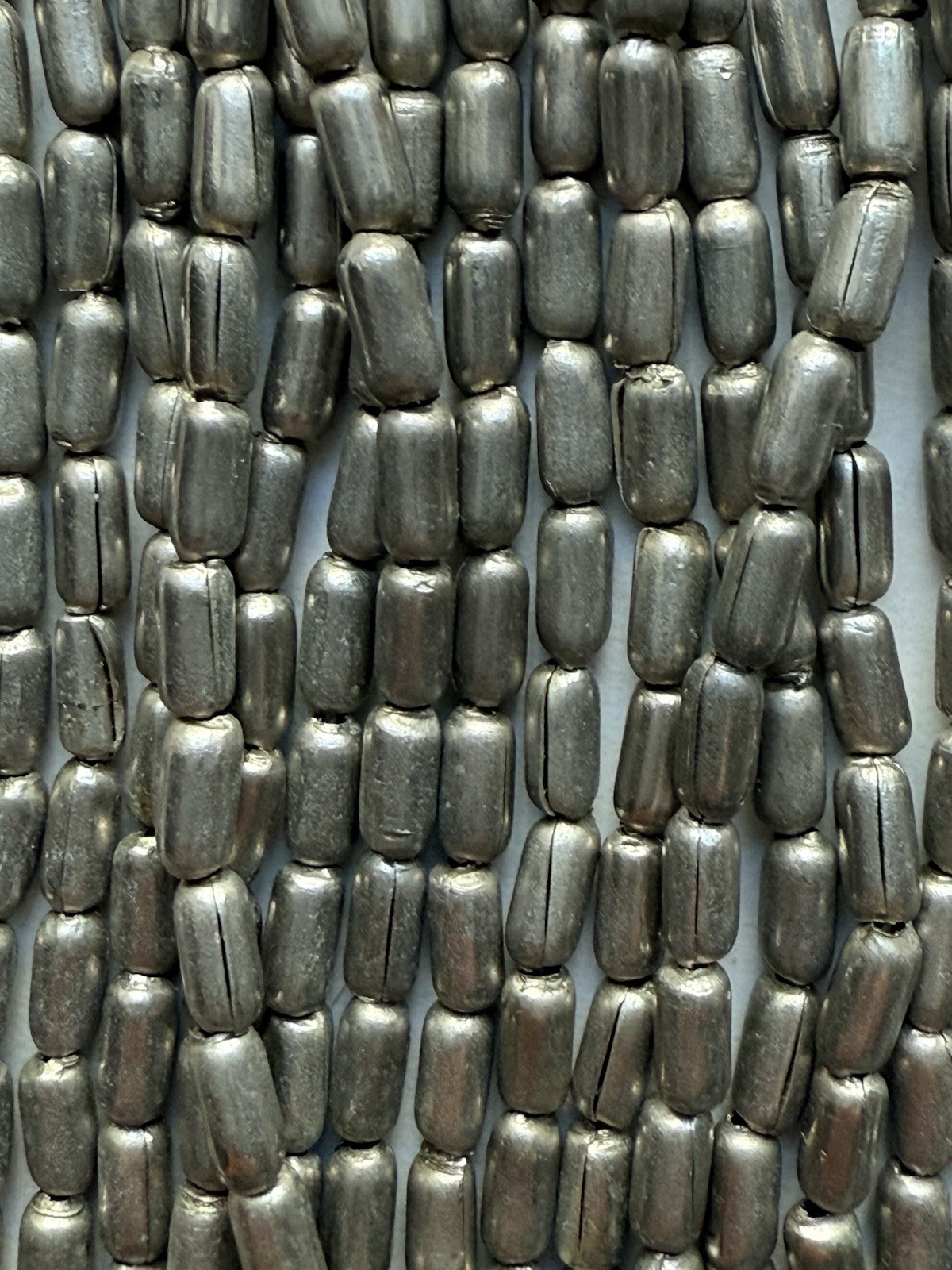 Vintage 8 Strand Elongated Metal Bead Necklace (2942)