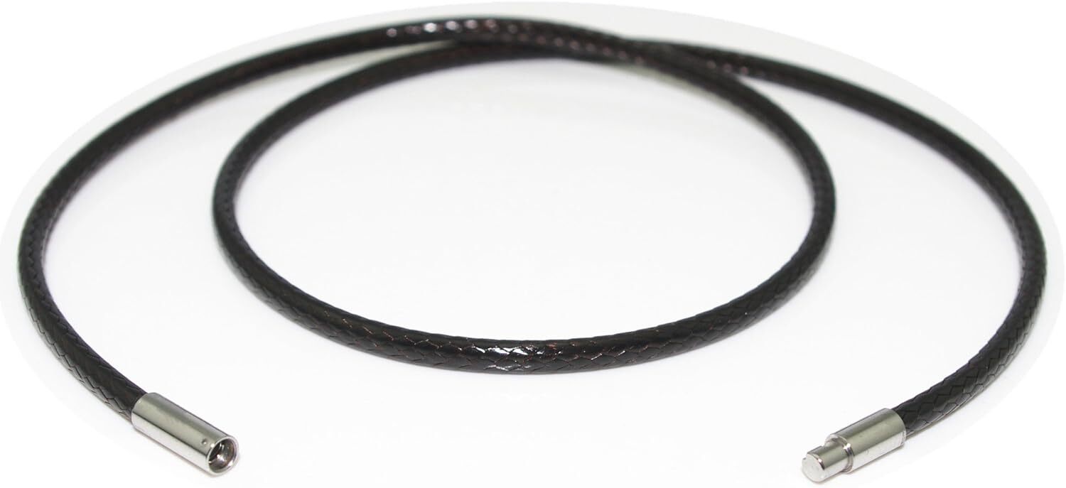 2mm Brown Rope Leather Cord Chain Necklace Stainless Steel Clasp Rotary Buckle