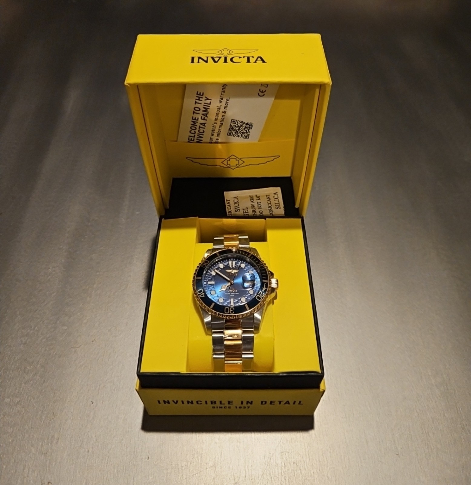 Invicta Pro Diver 26972 Blue Dial Two Tone Stainless Steel Wrist Watch for Men