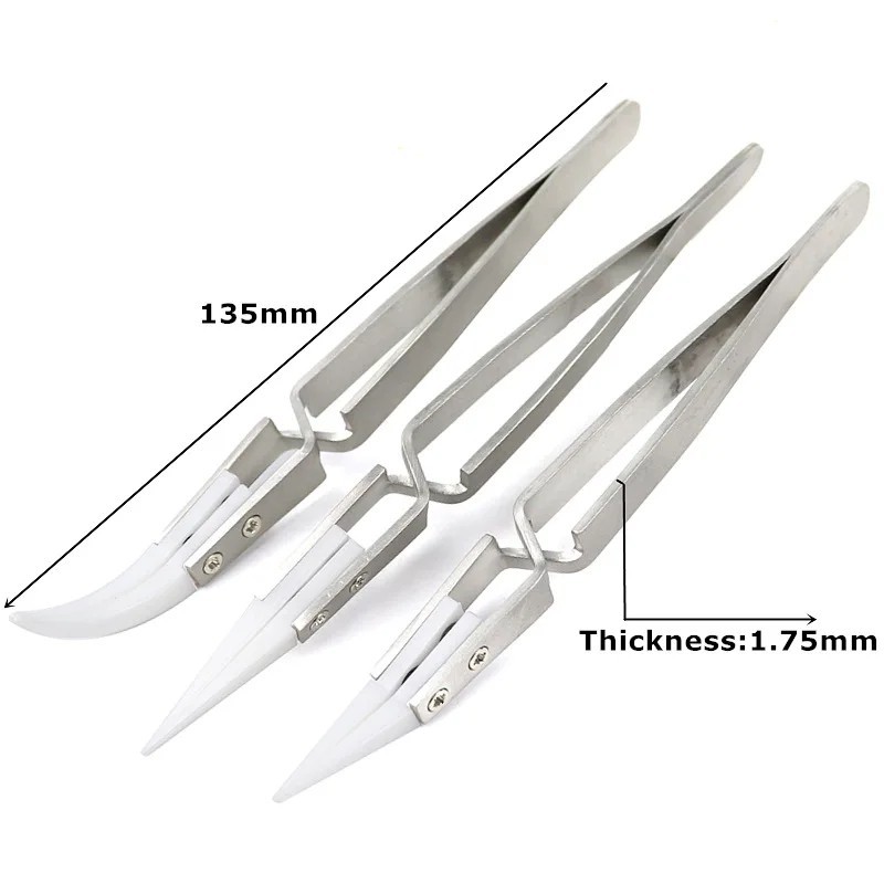 Ceramic Tip Soldering Tweezers Anti Static Heat Resistant Precision Repair Tool