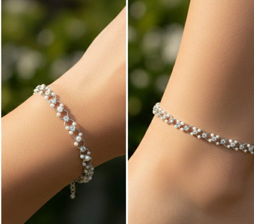 Elegant Silver Tone Brass Anklet 925 Silver Plated Designer Anklet For Women