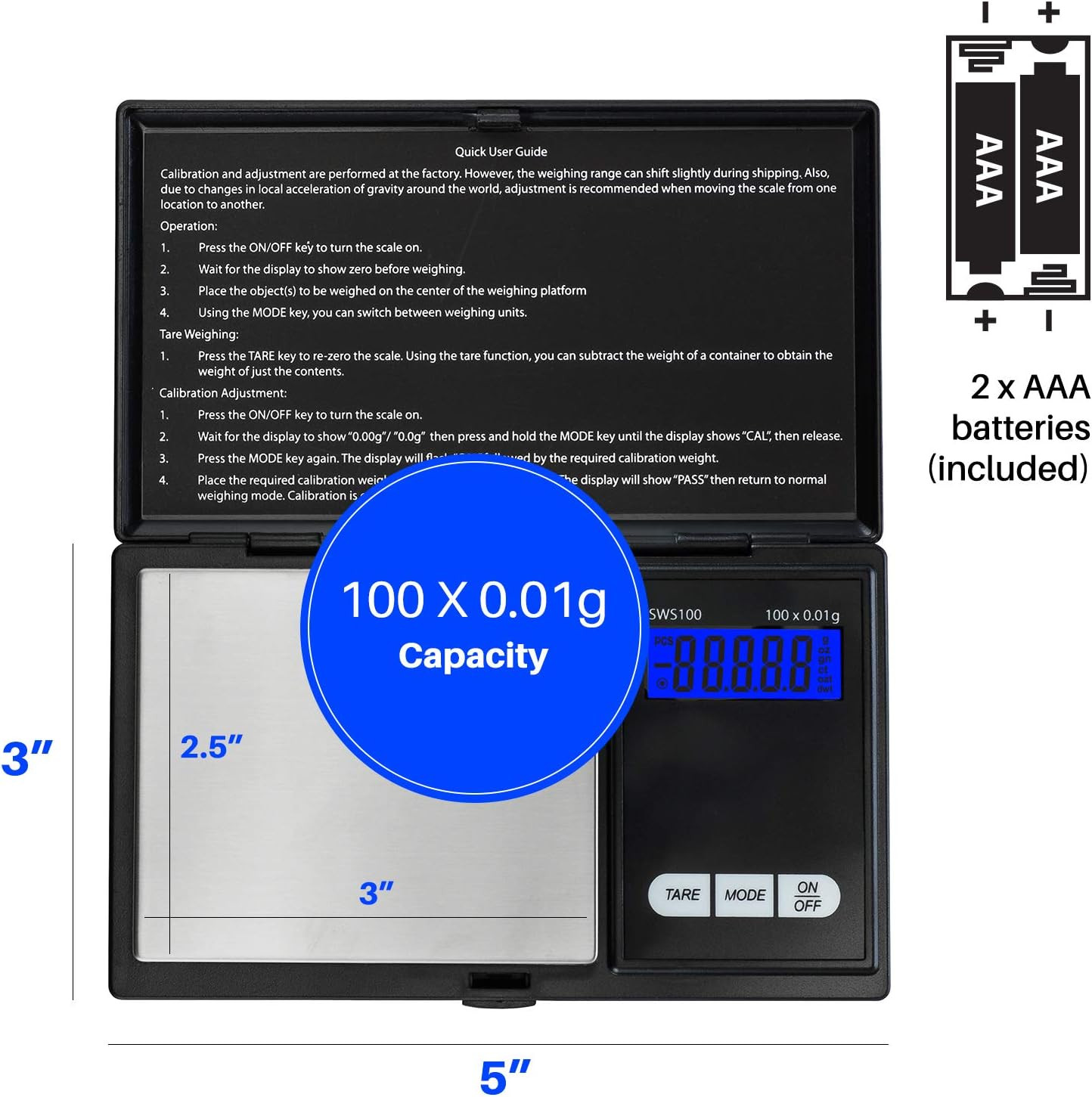 Digital Pocket Gram Scale,100G X 0.01G Digital Gram Scale, Jewelry Scale, Food S