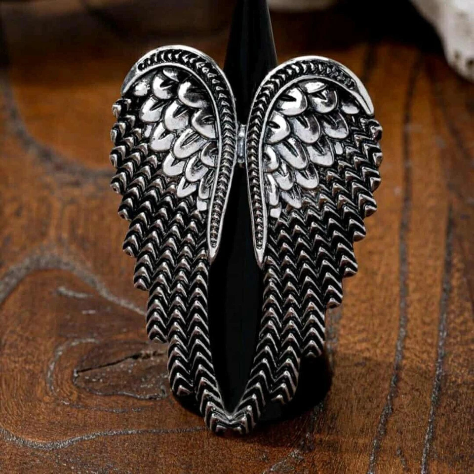 925 Sterling Silver Angel Wings Wedding Engagement Open Ring One Size Fit All
