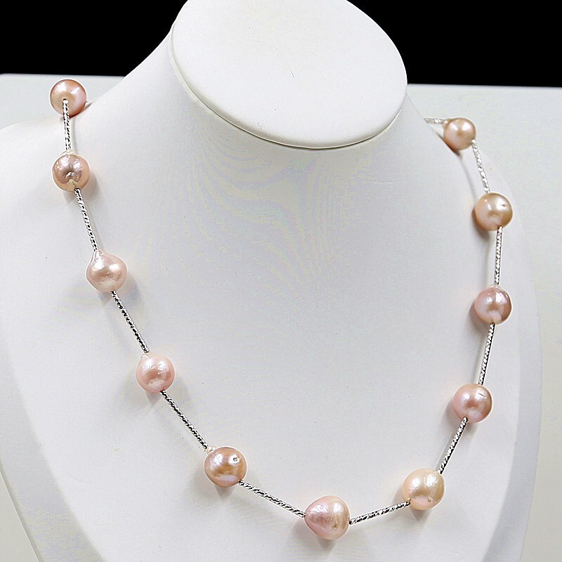 Nice 11 mm AAA+ South Sea Baroque Pink Purple Pearl Necklace 18″ 14k Yellow Gold