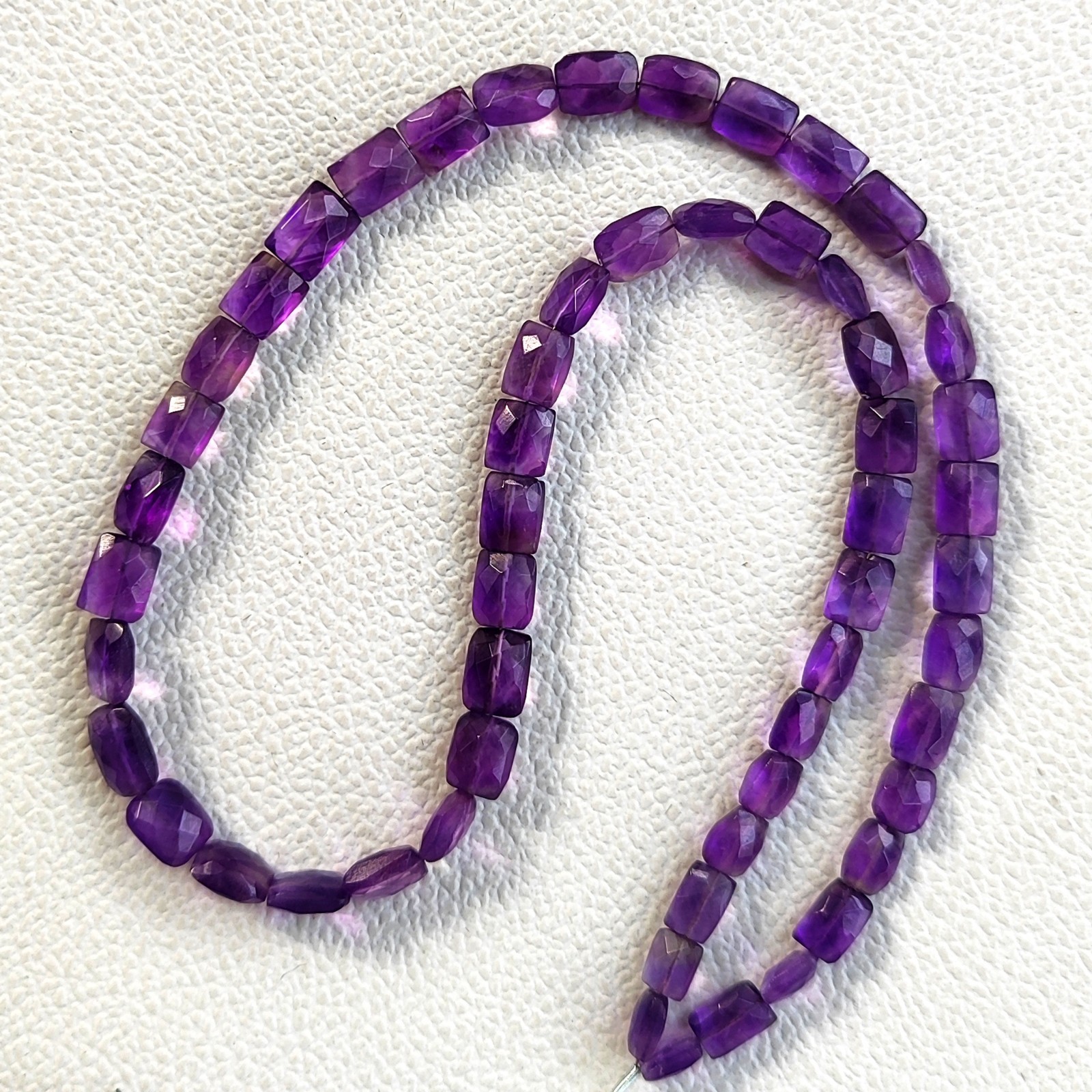 Natural Amethyst Baguette 6-8 mm Faceted Beads Strand 16″ Brazil Gems