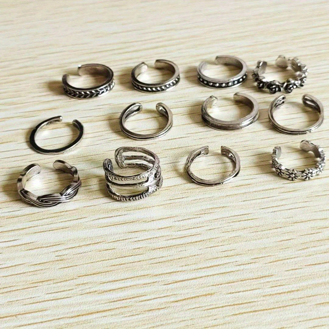 24Pcs/Set Toe Rings Women Boho Retro Open Toes Rings Summer Beach Foot Jewelry