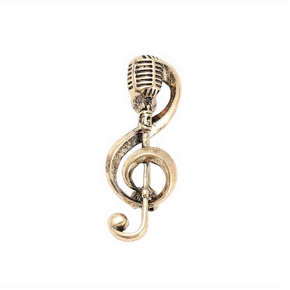 Fashion Vintage Alloy Microphone Music Brooch Note Microphone Pin